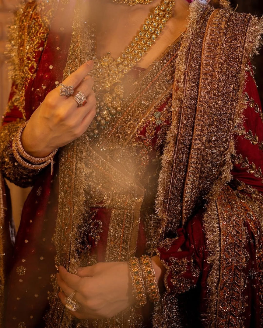 Ahmad Sultan – V New V neck Red Bridal | AS-Vrb-067