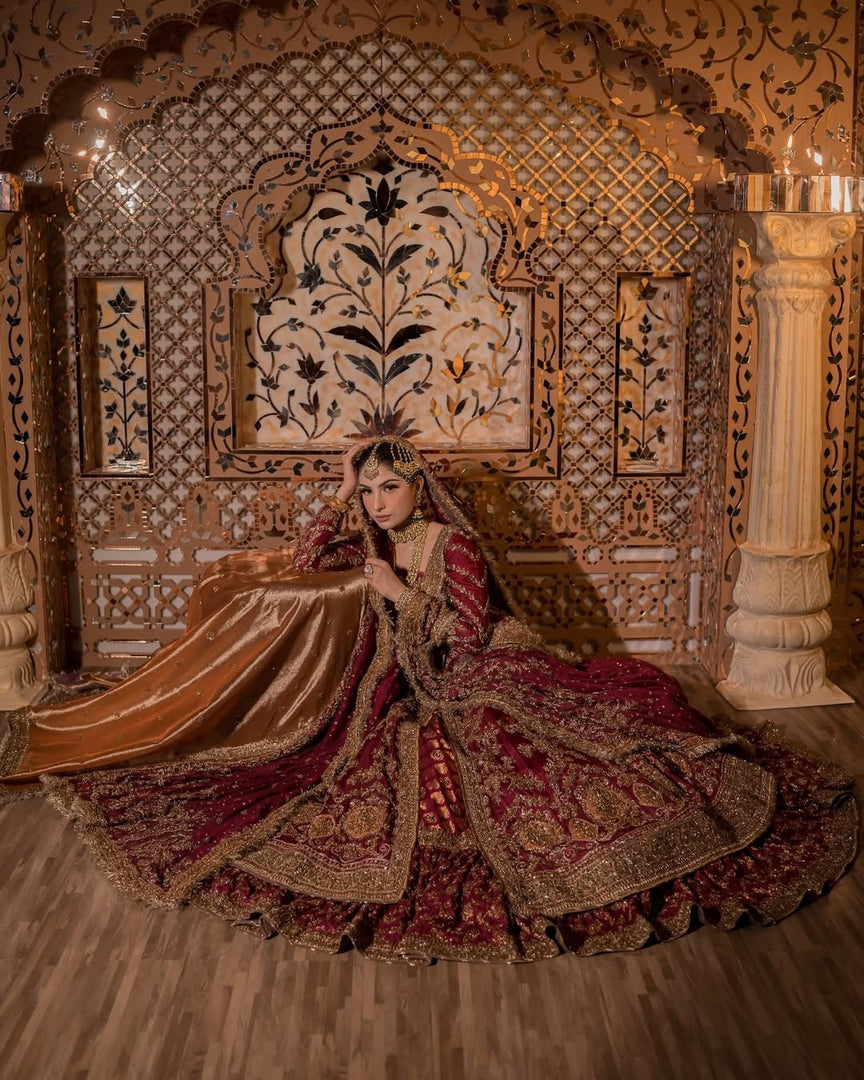 Ahmad Sultan – V New V neck Red Bridal | AS-Vrb-067