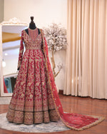 Load image into Gallery viewer, Ahmad Sultan – New Lehenga Choli Deep Red | AS-Lcr-070
