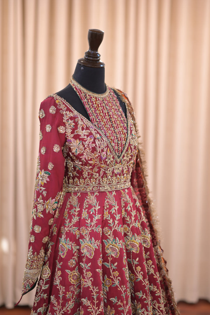 Ahmad Sultan – New Lehenga Choli Deep Red | AS-Lcr-070