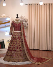 Ahmad Sultan – New Lehenga Choli Deep Red | AS-Lcr-069