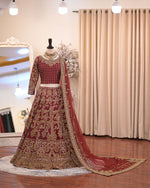Load image into Gallery viewer, Ahmad Sultan – New Lehenga Choli Deep Red | AS-Lcr-069
