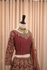 Load image into Gallery viewer, Ahmad Sultan – New Lehenga Choli Deep Red | AS-Lcr-069
