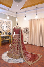 Load image into Gallery viewer, Ahmad Sultan – New Lehenga Choli Deep Red | AS-Lcr-069
