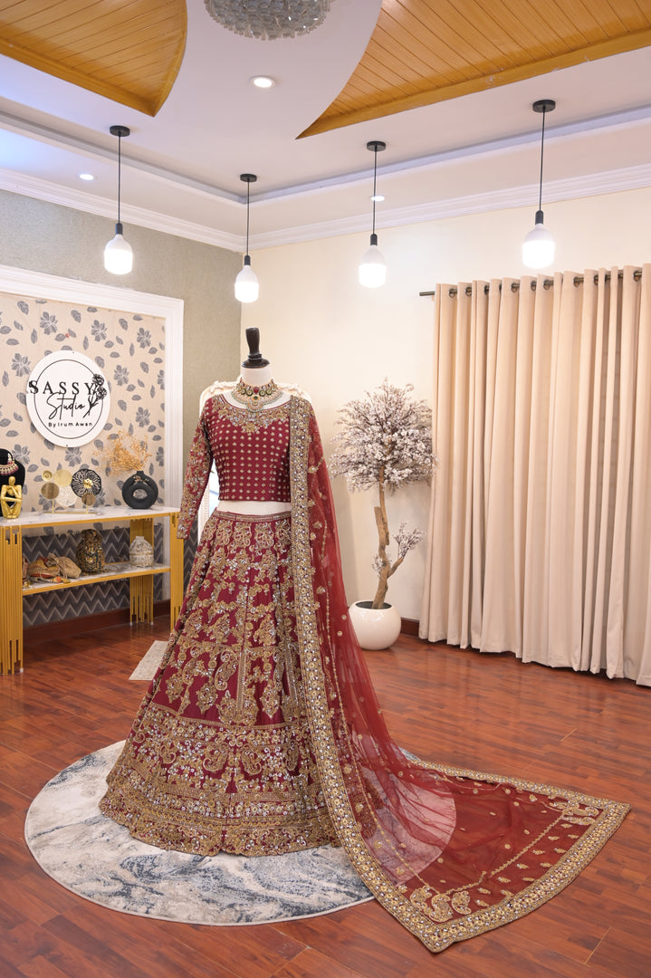 Ahmad Sultan – New Lehenga Choli Deep Red | AS-Lcr-069