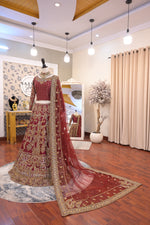 Load image into Gallery viewer, Ahmad Sultan – New Lehenga Choli Deep Red | AS-Lcr-069
