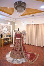 Load image into Gallery viewer, Ahmad Sultan – New Lehenga Choli Deep Red | AS-Lcr-069
