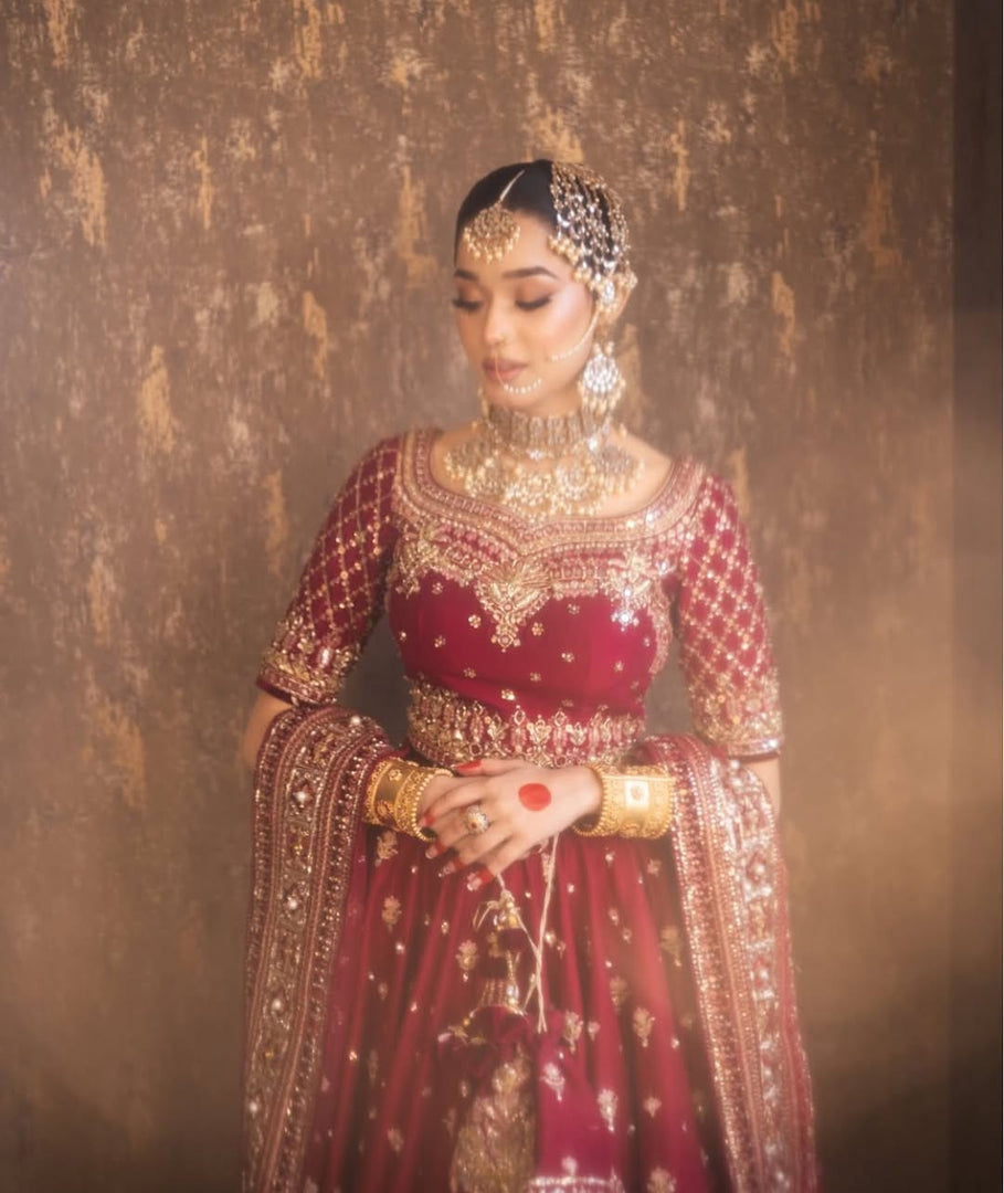 Mohsin Naveed Ranjha – Red Lehngha Choli | MNR-Rlc-048