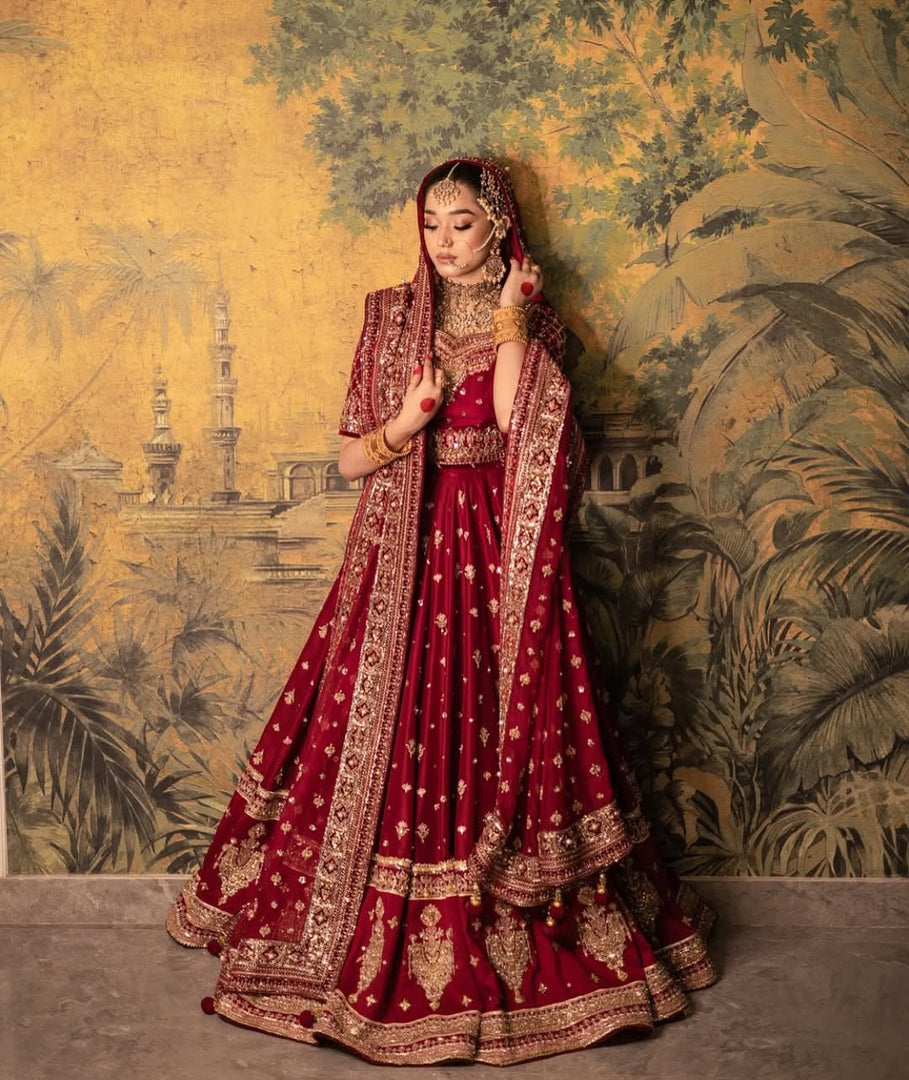 Mohsin Naveed Ranjha – Red Lehngha Choli | MNR-Rlc-048