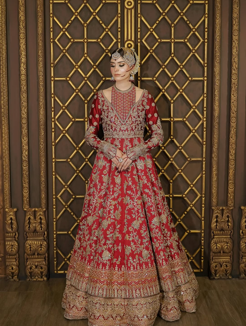 Ahmad Sultan – New Lehenga Choli Deep Red | AS-Lcr-070