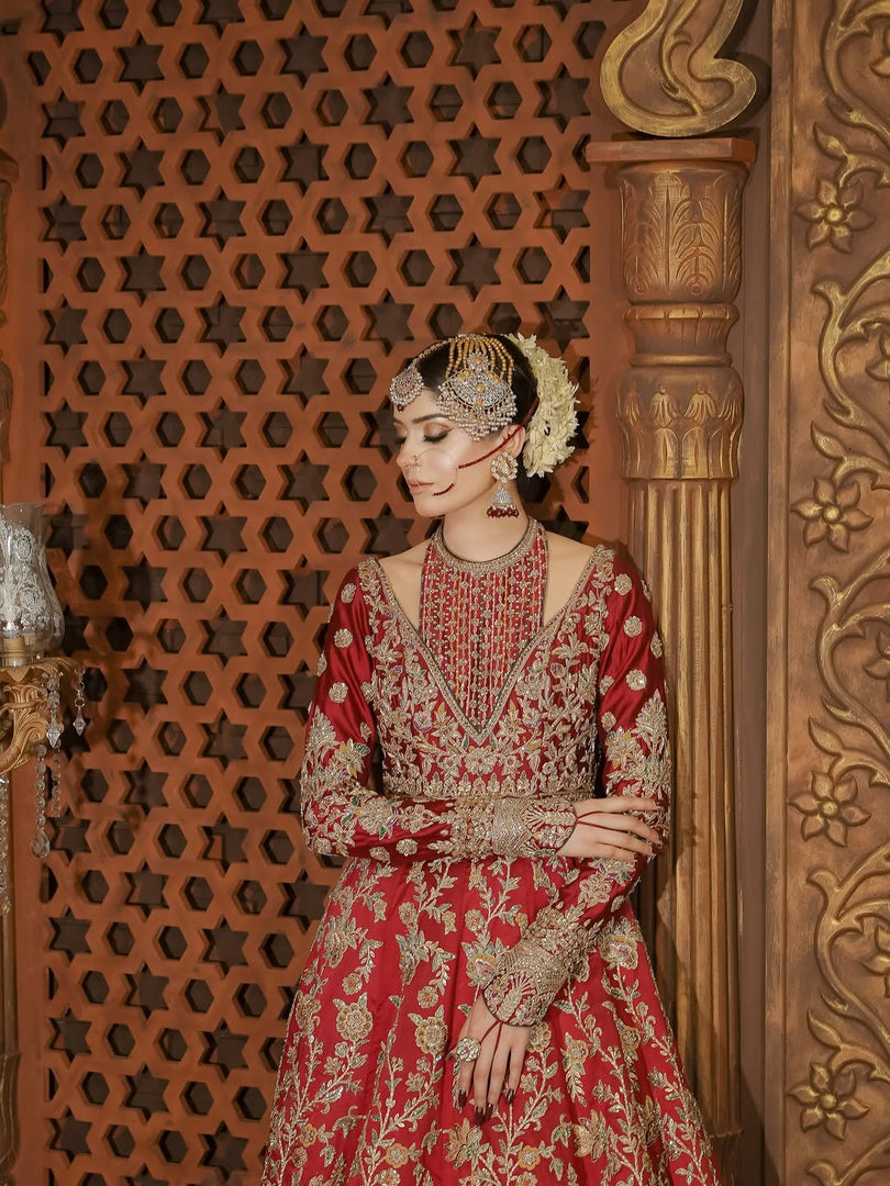 Ahmad Sultan – New Lehenga Choli Deep Red | AS-Lcr-070