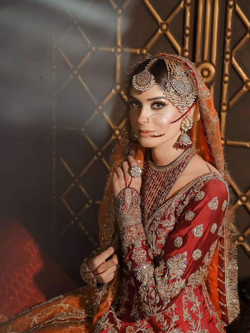 Ahmad Sultan – New Lehenga Choli Deep Red | AS-Lcr-070