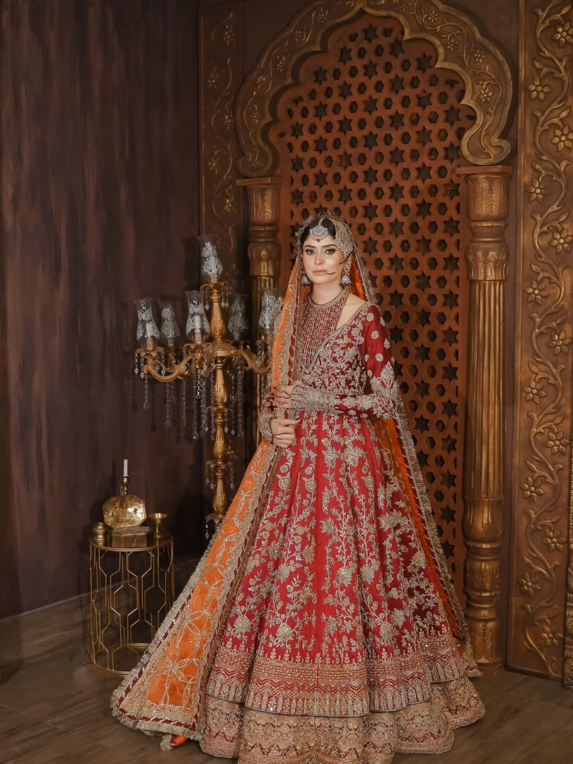 Ahmad Sultan – New Lehenga Choli Deep Red | AS-Lcr-070