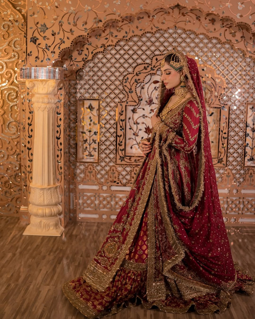 Ahmad Sultan – V New V neck Red Bridal | AS-Vrb-067